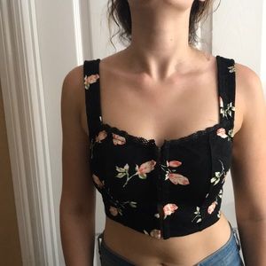 Black flowered crop top